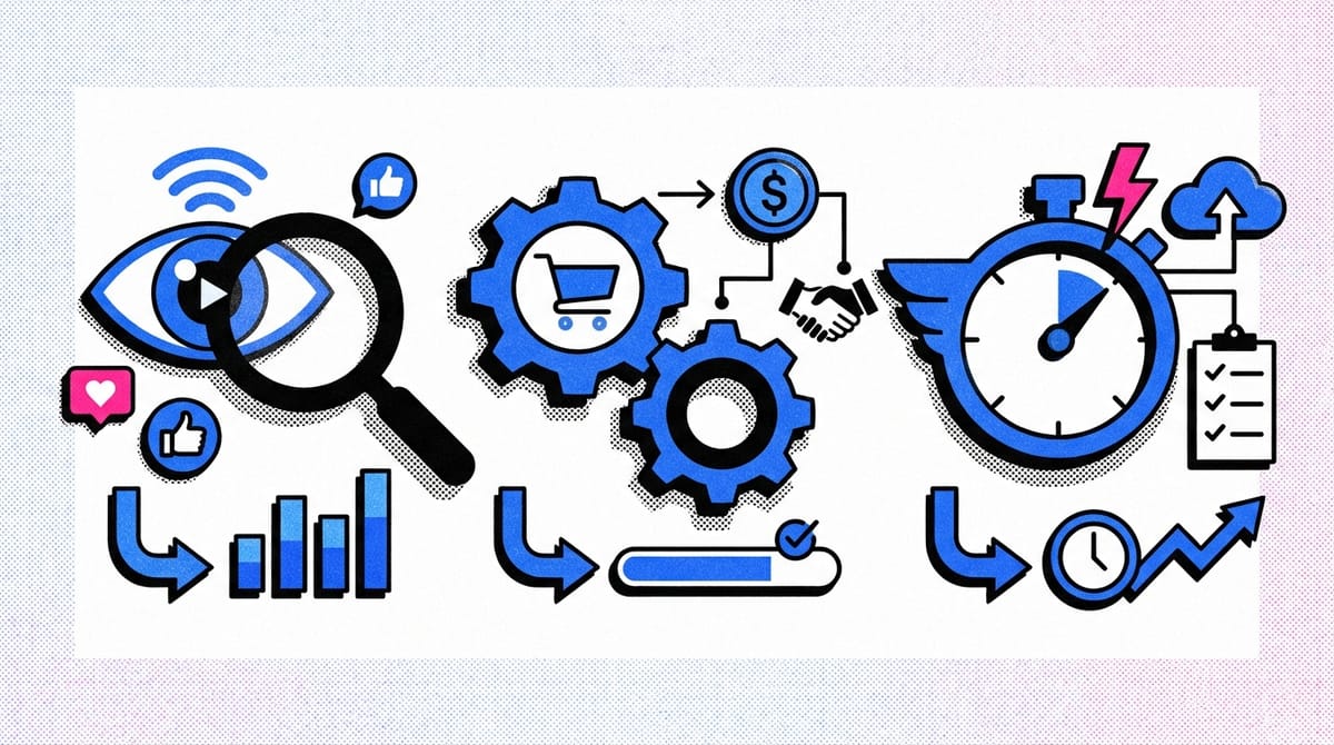 Three interconnected gears symbolizing digital business model construction and innovation.