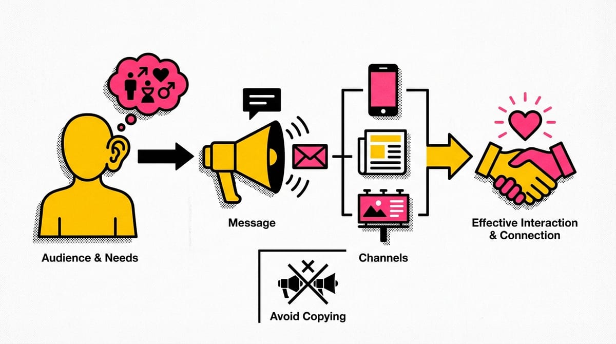 Visual representation of diverse marketing channels interconnected, symbolizing comprehensive marketing communications.