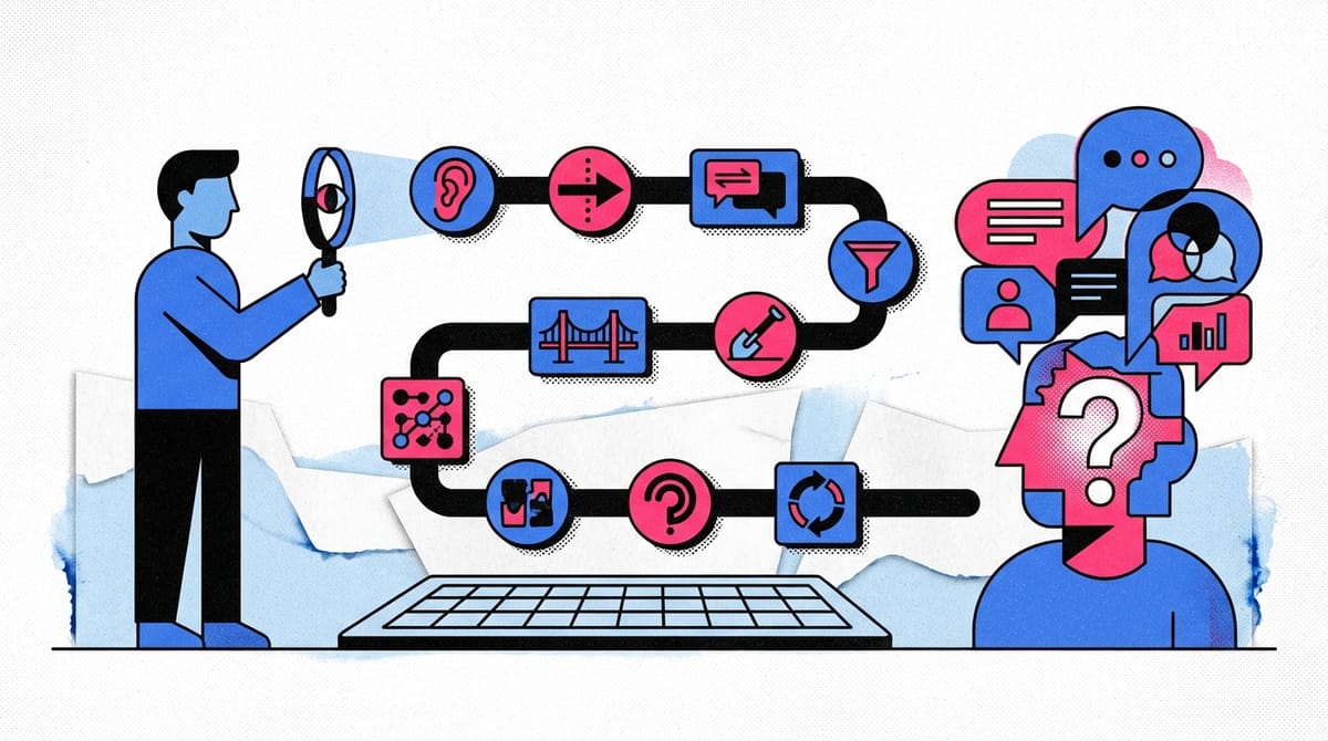 Illustration of a person engaging with diverse customers, symbolizing effective customer development strategies.