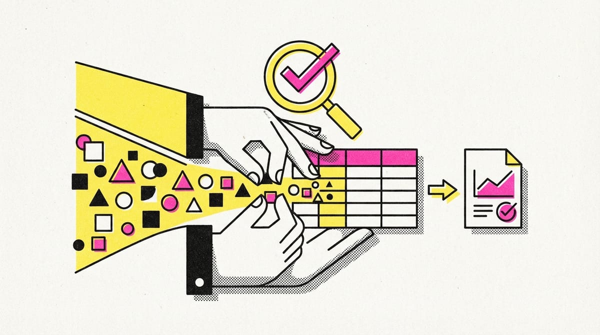 Data being meticulously organized and cleaned, symbolizing the manual data cleaning process.