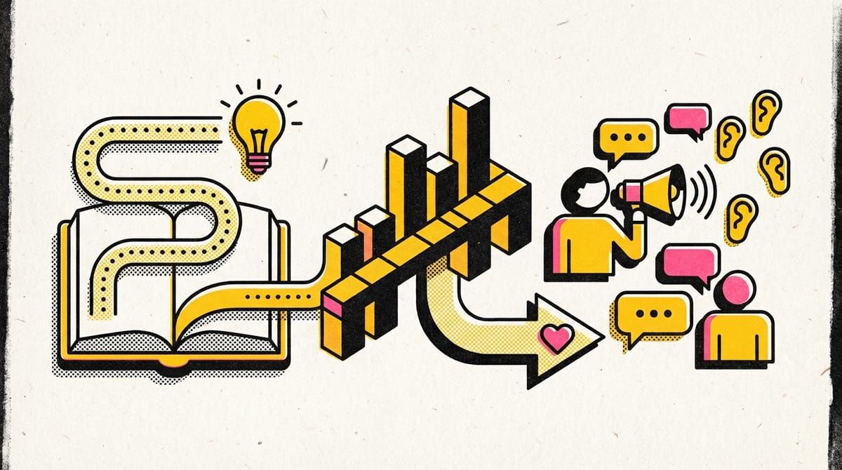 Visual representation of data transformed into engaging storytelling elements, blending charts and narratives.