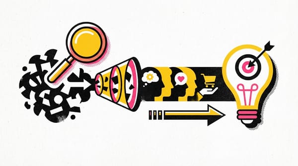 Illustration of a magnifying glass over a crowd, symbolizing understanding consumer needs.