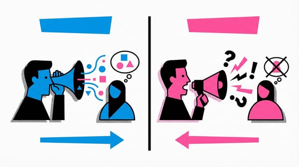 Visual metaphor of a conversation, emphasizing effective questioning in customer development interviews.